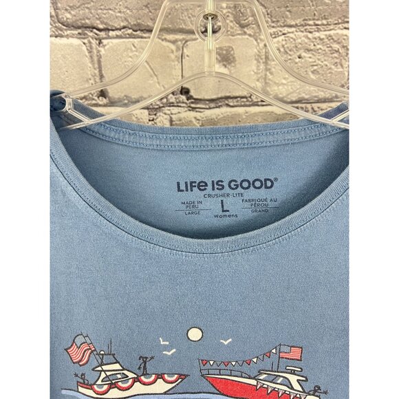 Life Is Good Women's L Crusher T-Shirt Lot of 4 Blue Flowers Boating - Picture 15 of 16